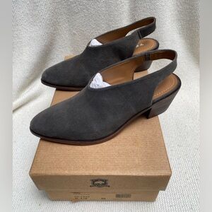 Trask Tess Slingback Pump Gray Oiled Suede and Leather Shoe